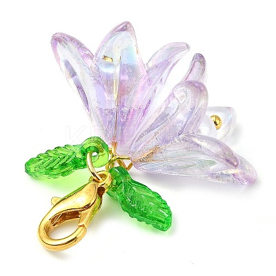 6Pcs 6 Colors Flower Acrylic Pendant Decorations HJEW-JM02719-01-1