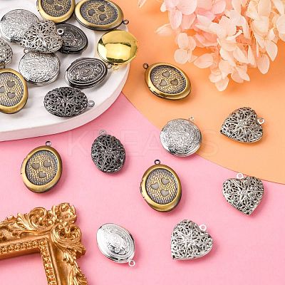 Brass Locket Pendants KK-MSMC002-M6-1