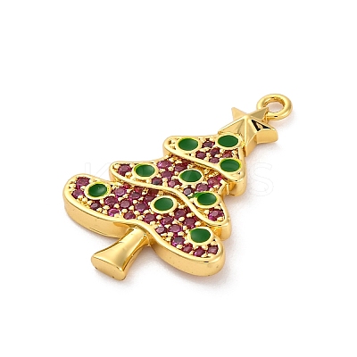 Christmas Series Brass Micro Pave Cubic Zirconia Pendants KK-Q010-01G-06-1