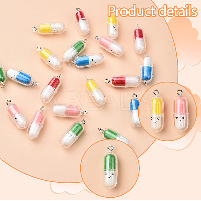 5 Colors Translucent Plastic Pendants KY-YW0001-81A-1