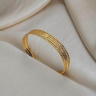 Vintage Hammered 304 Stainless Steel Multi-strand Cuff Bangles for Women AJ6872-1