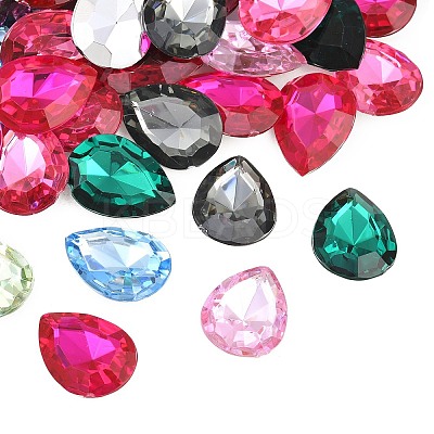Acrylic Rhinestone Pointed Back Cabochons GACR-DJ0-13x18mmC-M-1
