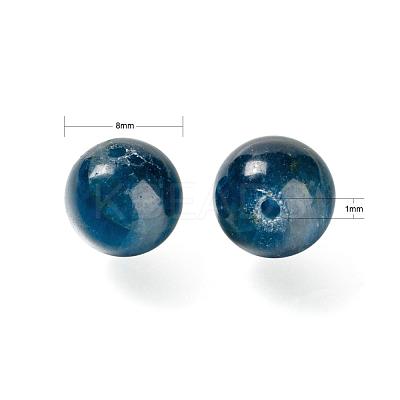 100Pcs 8mm Natural Apatite Round Beads DIY-LS0002-54-1