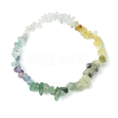 Natural Green Aventurine & Quartz Crystal & Prehnite & Citrine Chips Beaded Stretch Bracelets for Women BJEW-JB10875-1