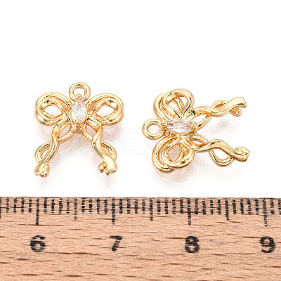 Brass Pave Clear Cubic Zirconia Pendants KK-T074-100A-G-1