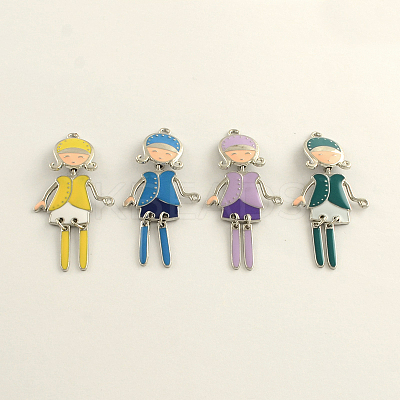 Cute Girl Zinc Alloy Enamel Big Pendants ENAM-R038-01-NF-1