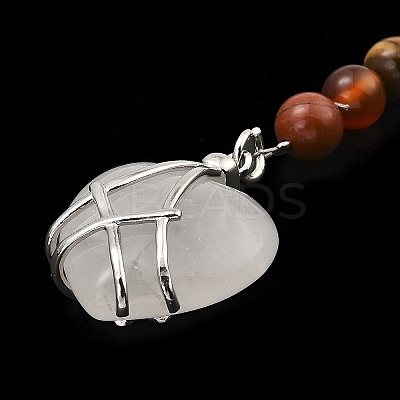 Natural Quartz Crystal Heart Keychain G-Z033-11P-02-1