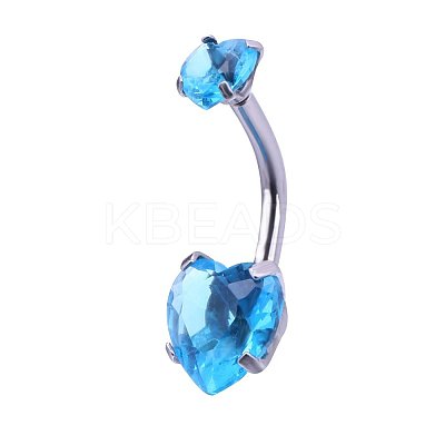 Heart Cubic Zirconia Belly Button Rings WG98059-04-1
