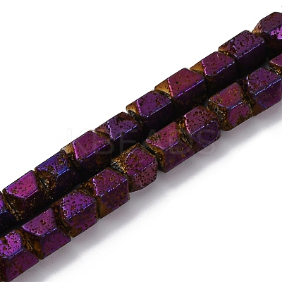 Electroplated Natural Lava Rock Beads Strands G-A256-D01-01I-1