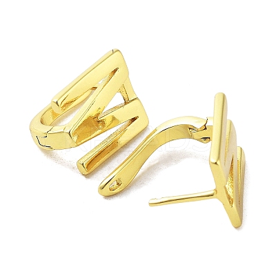 Brass Letter Stud Earrings for Women EJEW-A038-01M-G-1