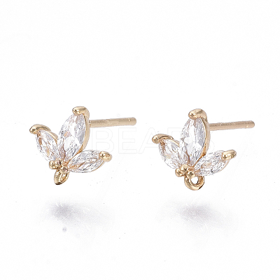 Brass Micro Cubic Zirconia Stud Earring Findings X-KK-N231-03-NF-1