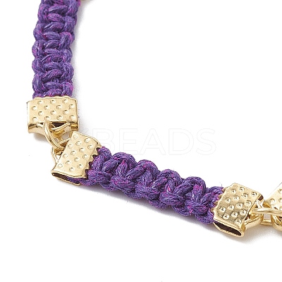 Braided Waxed Polyester Rectangle Link Chain Bracelets BJEW-JB10000-03-1