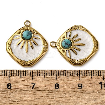 304 Stainless Steel White Enamel Pendants STAS-P406-03G-1