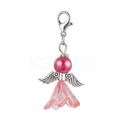 8Pcs 8 Colors Wedding Season Angel Glass Pearl & Acrylic Pendant Decorations HJEW-JM01919-1