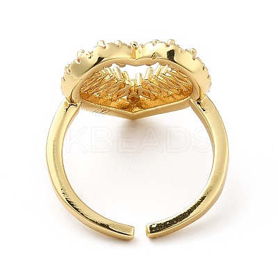 Brass Cubic Zirconia Cuff Ring KK-H433-05G-1