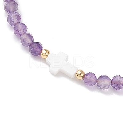 Natural Amethyst Beaded Braided Bead Bracelets for Women BJEW-JB12211-02-1
