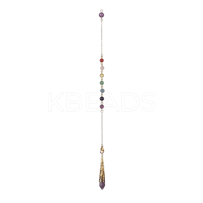 Mixed Gemstone Pointed Dowsing Pendulums PALLOY-JF02047-1