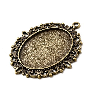 Large Vintage Tibetan Style Alloy Pendant Cabochon Settings TIBEP-M018-70AB-NF-1