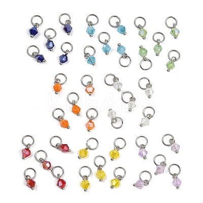 40Pcs 8 Colors Glass Charms PALLOY-JF04213-02-1