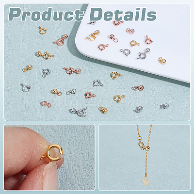 18Sets 3 Colors Brass Spring Ring Clasps and Silicone Beads KK-PH0011-36-1
