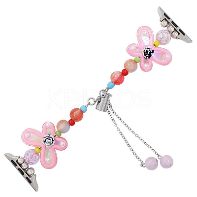 Butterfly Acrylic Bead Watch Bands PW-WG15573-02-1