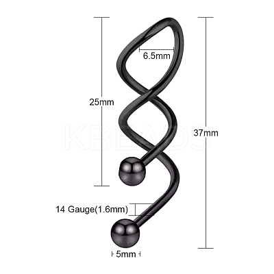 316 Stainless Steel Spiral Barbell LS-AJEW-G042-02EB-1