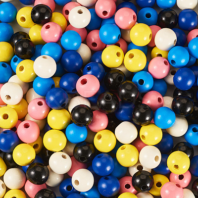 240Pcs 6 Colors Natural Wooden Beads WOOD-TA0002-74B-1