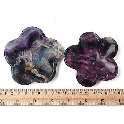 Natural Fluorite Carved Flower Figurines Statues for Home Desktop Decoration  DJEW-A016-02-1