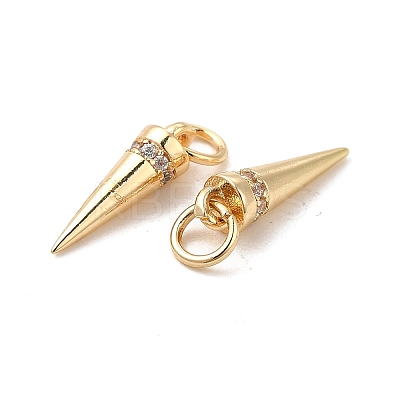 Rack Plating Brass Micro Pave Cubic Zirconia Charms KK-E081-17G-1