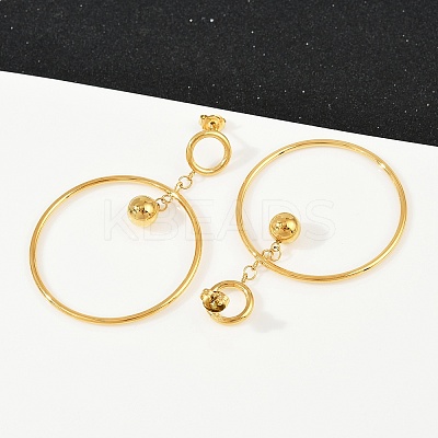 304 Stainless Steel Ring Dangle Stud Earrings EJEW-K268-34G-1