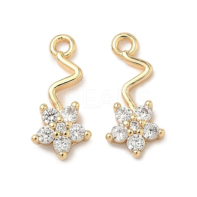 Brass Pave Cubic Zirconia Flower Charms KK-A286-16G-1