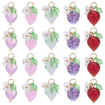 10Pcs 5 Colors Glass & Acrylic & Resin Pendants PALLOY-AR00014-1