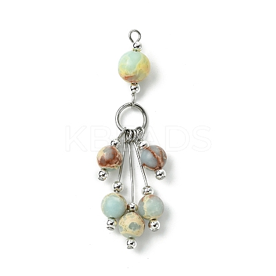 6Pcs 6 Styles Mixed Stone Round Tassel Big Pendants PALLOY-JF03281-1