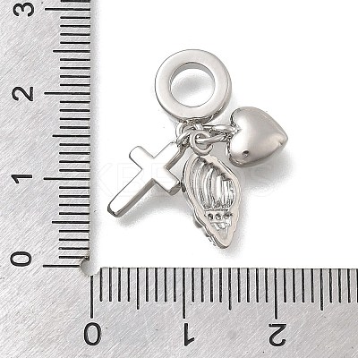 Brass Micro Pave Clear Cubic Zirconia European Dangle Charms KK-D431-033D-P-1