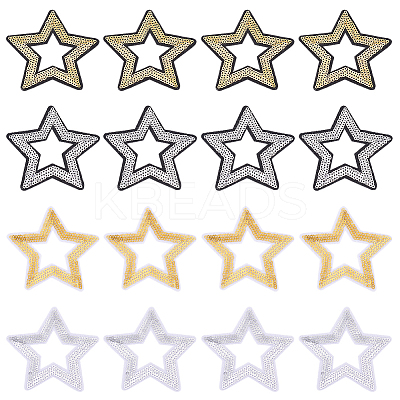 16Pcs 4 Colors Polyester and Plastic Embroidery Lace Appliques DIY-GA0007-40-1