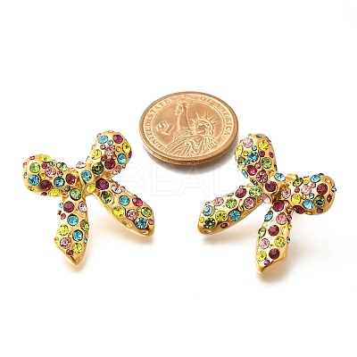 304 Stainless Steel Bowknot Stud Earrings EJEW-A123-02C-G-1