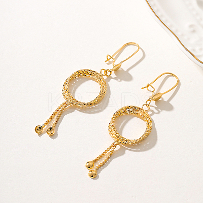 Elegant and Stylish Brass Flat Round Tassel Hoop Earrings IA0853-1
