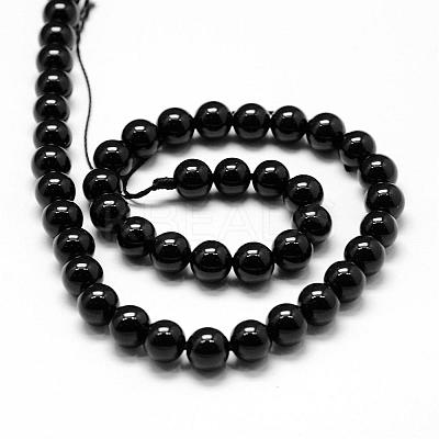 Natural Black Tourmaline Beads Strands G-P132-16-10mm-1