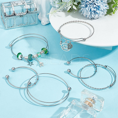 6Pcs 3 Styles 304 Stainless Steel Expandable Bangle Making STAS-OC0001-28-1
