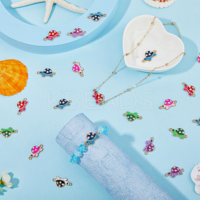 60Pcs 6 Colors Alloy Enamel Connector Charms ENAM-HY0001-26-1