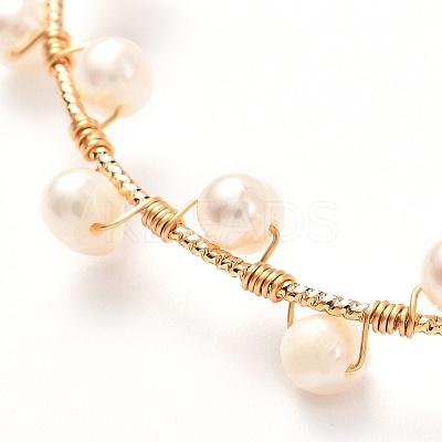 Natural Pearl Braided Bangle for Girl Women BJEW-JB06830-02-1