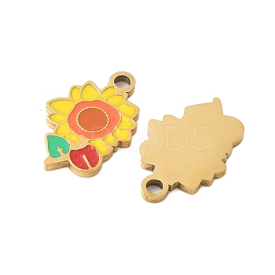 304 Stainless Steel Enamel Pendants STAS-R168-17G-1