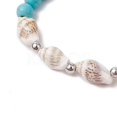 Synthetic Magnesite Beaded Stretch Bracelets for Women Men BJEW-TA00581-02-1