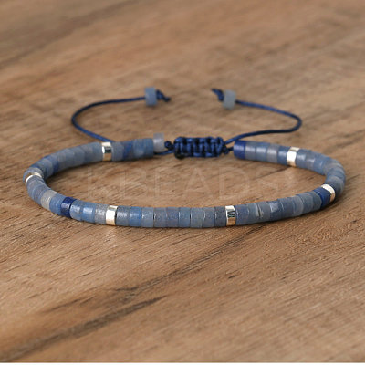 Dyed & Heated Natural Blue Aventurine Beaded Braided Bracelets QH4784-17-1