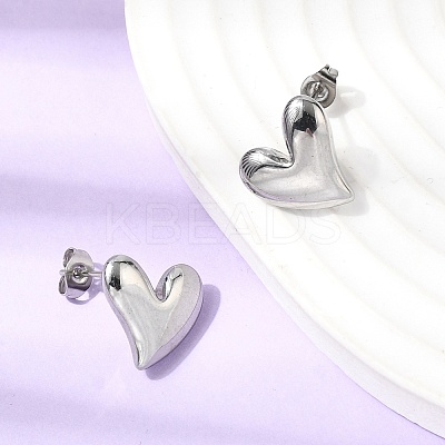 304 Stainless Steel Heart Pendant Necklaces & Bracelets & Stud Earrings Sets SJEW-P008-01P-1