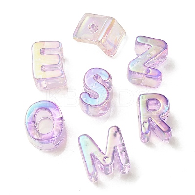 UV Plating Rainbow Iridescent Acrylic Beads OACR-C012-02G-1-1