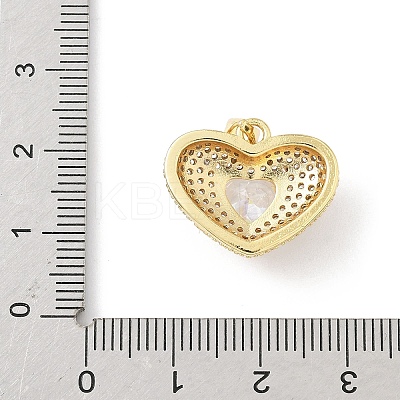 5Pcs Brass Micro Pave Clear Cubic Zirconia Pendants KK-B141-05G-02-1