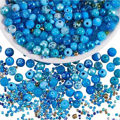 2 Bag Glass Round Beads Set JX547E-1