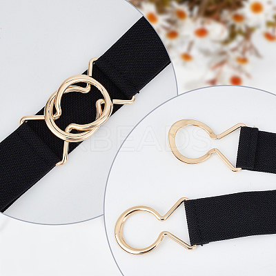 4Pcs 4 Colors Polyester Elastic Corset Belts with Alloy Ring Buckle AJEW-GO0001-40-1