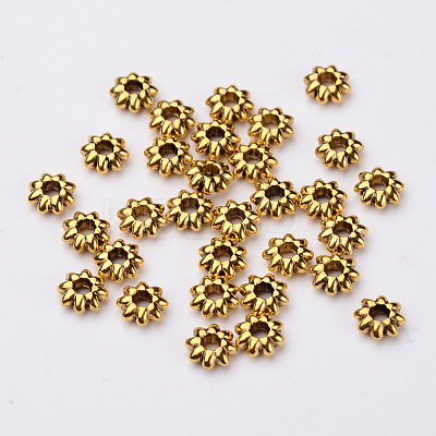 Tibetan Style Alloy Flower Spacer Beads X-TIBEB-0885-AG-LF-1